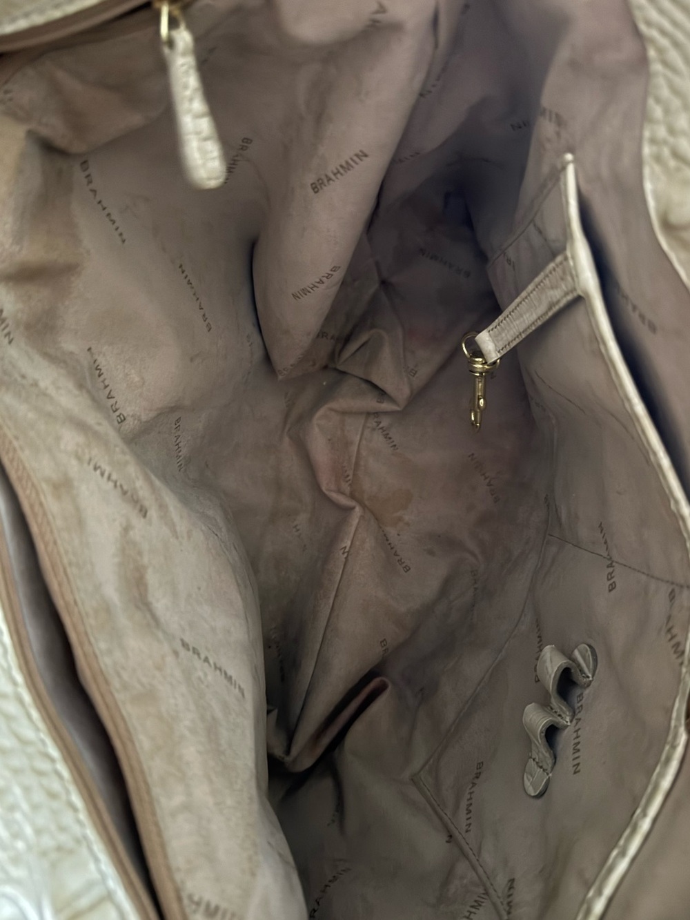 🌻new🌻Brahmin Cream Croc-Embossed Top-Handle Tote. BUY NOW $ can’t go lower - Picture 3 of 4